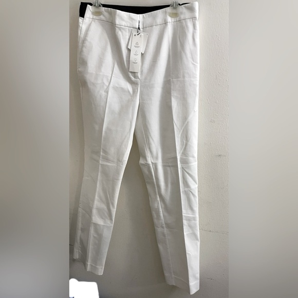 Sz XL ZARA White Trousers Slacks Garterized at the back white elastic waist &blk - Picture 6 of 12